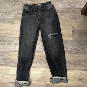 high rise - straight - black jeans